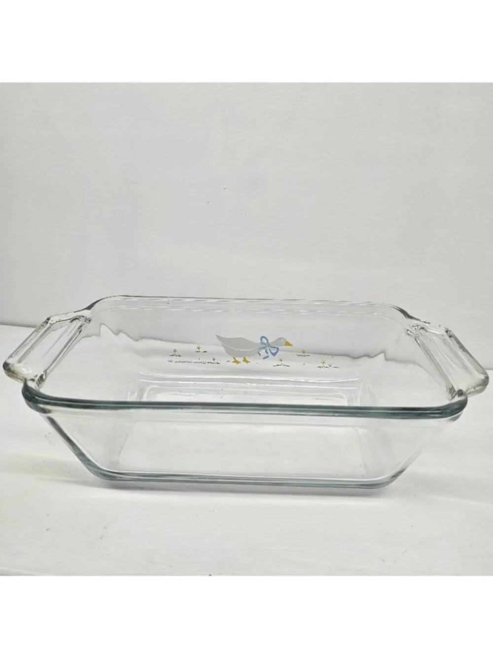 Vintage Anchor Hocking Country Goose Glass Loaf Dish 1.5 QT - Blue Ribbon